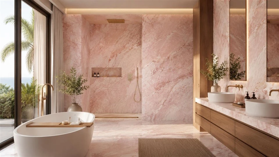 Lastre di quarzite per rivestimenti di bagni di lusso